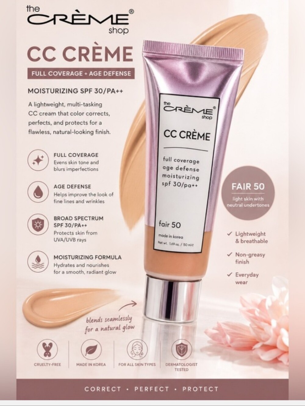 The Creme Shop CC Creme Full Coverage CC Cream - Choose Shade